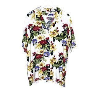 Vintage 90s Y2K Liz Claiborne Flowy Rayon Floral Short Sleeve Button Up, Size 18